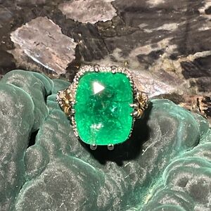 Emerald Silver and Gold Ring